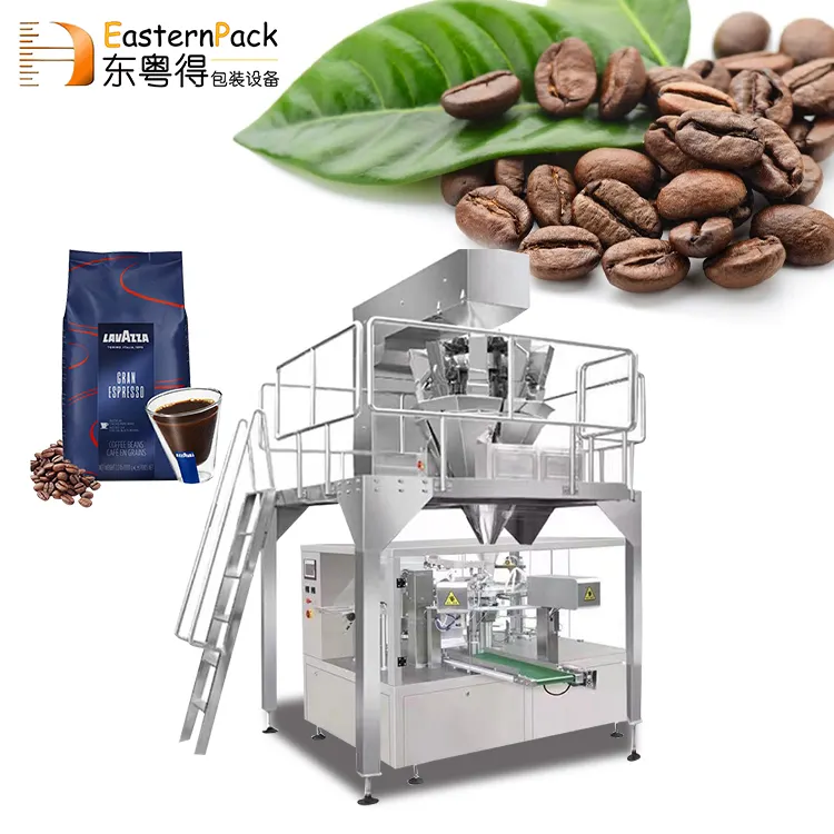 Automatic Premade Stand Up Zipper Bag Rotary Filling Granule Coffee Bean Cashew Nut Seeds Grain Pouch Doypack Packing Machine