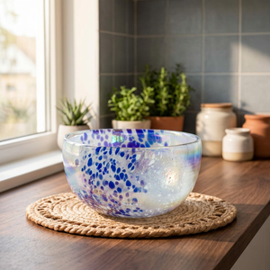 Bol de service en verre artisanal décoratif, motif irrégulier, résistant à la chaleur, haute qualité, Shri Govind International, dessert, salade - Product Image 3
