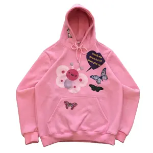 Ykh Bán Buôn 330gsm Lông Cừu Thời Trang Chất Lượng Cao Tùy Chỉnh In Tinh Thể Thao Hoodies Và Quần Người Đàn Ông