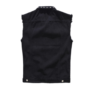 <span class=keywords><strong>Gilet</strong></span> Slim da <span class=keywords><strong>Uomo</strong></span> alla Moda Versione Coreana, Casual Traspirante Primaverile Nero Taglie Forti, Abbigliamento Esterno con Borchie Stile Motociclista - Product Image 2