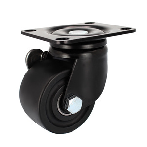 Satz aus 4 2 Zoll schwarzen Nylon drehbaren Rollen mit geringem Profil Schwerlast-Teller-Räder - Product Image 4