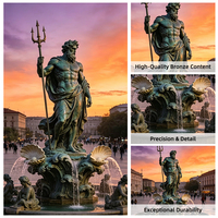 Grande sculpture de fontaine en bronze représentant un dieu de la mer, statue de Poséidon de la mythologie européenne pour la décoration de paysages aquatiques extérieurs