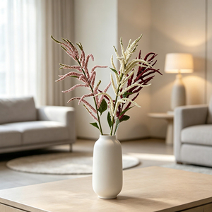Rama de Flores Artificiales de <span class=keywords><strong>Celosia</strong></span> de 110 cm, Flor de Cockscomb Artificial de Tallo Único para Decoración de Interiores, Relleno de Jarrones, para Hogar, Oficina, Boda - Product Image 1
