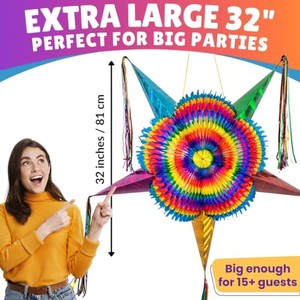 Piñata pliable artisanale de grande taille pour fête d'anniversaire, piñata mexicaine pour enfants, piñata étoile pour fête - Product Image 3