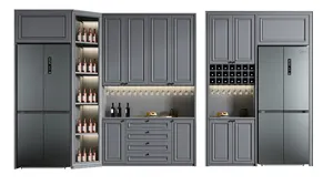 Modernes zeitgenössisches Wohnzimmer Metall Whisky Rotwein Vitrine Wein und Bar Schrank