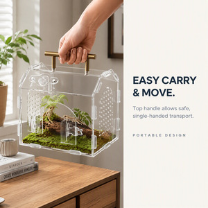 Nido de Acrílico Transparente para Reptiles, Casa de Cría Pequeña, Jaula Portátil para Mascotas con Asa para Lagartos, para Todas las Estaciones - Product Image 5
