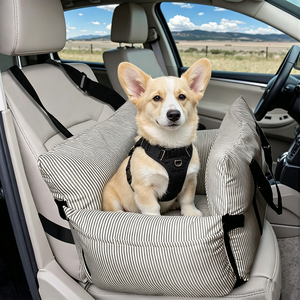 Siège de voiture pour chien portable, imperméable, siège rehausseur pour chien, siège de voyage pour animaux de compagnie lavable avec ceinture de sécurité et poches de rangement pour animaux de compagnie - Product Image 1