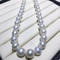Vente en gros de colliers de perles Edison de 10-13 mm, grandes perles d'eau douce, véritables perles blanches, lumière intense, perles circulaires, cadeau pour la fête des mères