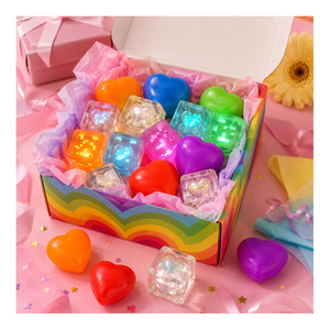 Bulk <b>Light</b> Up Heart <b>Cube</b> Squishy Toy TPR Squeeze Ball Decompression Fidget Sensory Party Prize Retail Pack Wholesale - Product Image 4