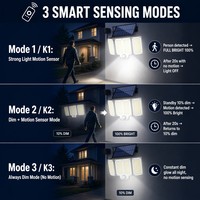 Lampe solaire à détecteur de mouvement 280 LED résistante aux intempéries, design rotatif à 3 têtes, éclairage large portée, lumière de sécurité pour terrasse