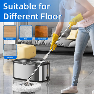 분리형 세척 회전식 회전 매직 걸레 360 극세사 리필과 대형 휠과 스테인레스 스틸 바닥 걸레 - Product Image 6
