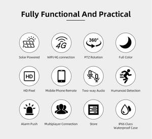 كاميرا De Seguridad inalambraica قابلة لإعادة الشحن لوحات Solares PIR 4G/WiFi <span class=keywords><strong>Camera</strong></span> ضوء Y كاميرا Solaris Solara CCTV Sim - Product Image 5