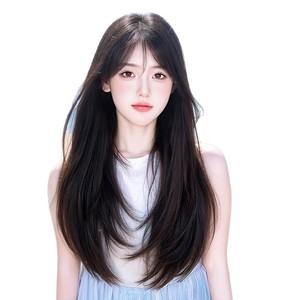 Peluca Larga y Lisa de Marca Nacional con Flequillo Lateral, Fibra Kanekalon, Línea de Cabello Natural Completa, Resistente a Altas Temperaturas - Product Image 4