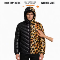Doudoune à capuche imprimé léopard, effet dégradé, matelassée, avec fermeture éclair, design classique, athleisure, tendance