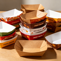 Boîte en papier compostable imprimée sur mesure, résistante à la graisse, biodégradable, pour la restauration rapide, vente en gros