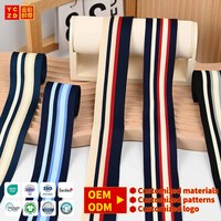 Ruban jacquard rayé en tricot OEM ODM OEKO TEX100, ruban personnalisé avec logo, couleurs polyester, ruban rayé en tricot pour vêtements
