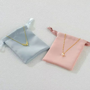 Pochettes personnalisées en Satin avec Logo, nouvelles pochettes de stockage pour bijoux, or, argent, noir, rose, violet, blanc, avec cordon de serrage - Product Image 5