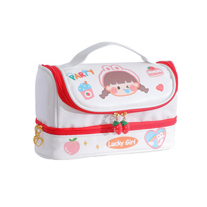 Mignon sac à stylo de grande capacité Double couche bricolage fille stockage primaire et premier cycle du secondaire étudiant papeterie prix - Product Image 1