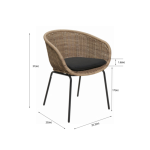 Modern Steel Frame Outdoor Bucket Chair with <b>Cushion</b>-Set of 2 Weather-Resistant for Restaurant & Hotel Use - Product Image 6