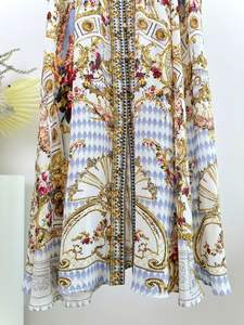 Abito <span class=keywords><strong>da</strong></span> <span class=keywords><strong>sera</strong></span> lungo in seta 100% 2025 stile autunnale <span class=keywords><strong>da</strong></span> donna Sexy con scollo a V stampe floreali <span class=keywords><strong>Vintage</strong></span> con perline a manica lunga Maxi abito evento - Product Image 6