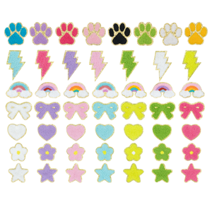 Parches Termoadhesivos Coloridos de Chenilla con Forma de Corazón y Estrella, Bordados a Mano para Ropa con Tela de Fieltro - Product Image 3