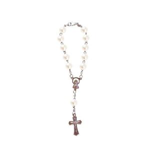 Bracelet Détaillé Croix Perles de 8 mm Breloque Religieuse Accessoires de Bijouterie - Product Image 2