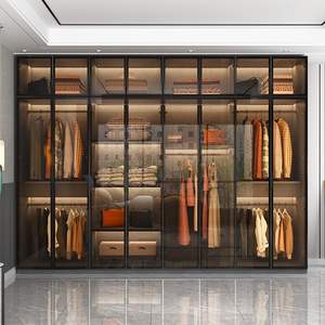 Armarios de diseños simples y modernos, puerta de cristal personalizada de alta calidad, armario, muebles de dormitorio con armarios ligeros Para habitacion - Product Image 1