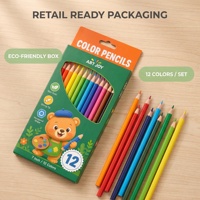 12 crayons de couleur hexagonaux non toxiques pré-affûtés résistants à la casse en bois souple pour coloriage et dessin, boîte de couleur personnalisée OEM