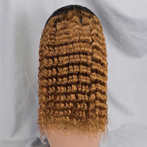Color rubio rizado <span class=keywords><strong>Afro</strong></span> frontal brasileño 12A Peluca de pelo crudo virgen Bob corto textura de onda profunda HD pelucas frontales suizas transparentes - Product Image 2