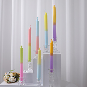Bougies bicolores à longue tige de style européen 20/25 cm, bougies sans fumée en cire de soja mélangée, bougies décoratives pour banquets - Product Image 2