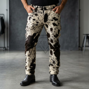 Jeans en denim personnalisés pour hommes, imprimé vache, fourrés, coupe slim, décontractés, style unique, haute qualité, vente en gros, fabricant de vêtements - Product Image 1