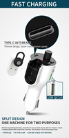 Reproductor MP3 para Auto QC3.0 TIPO-C, Auriculares Inalámbricos, Kit de Manos Libres para Auto, Transmisor FM, Reproductor MP3, Modulador FM con Auriculares