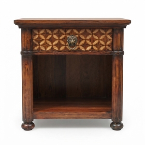 Solid Wood Nightstand 1 Drawer <b>Bedside</b> <b>Table</b> Brown End <b>Table</b> Traditional <b>Antique</b> Bedroom Furniture - Product Image 1