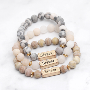 New Arrival High Quality Fashion Jewelry Elastic Wholesale <strong>Bracelets</strong> 8mm Natural Stone Beaded Custom Stretch <strong>Sister</strong> <strong>Bracelet</strong> - Product Image 4
