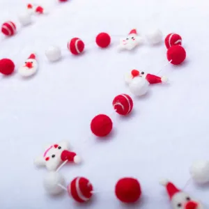 彩色羊毛毡球圣诞老人造型装饰品情人节羊毛毡球花环圣诞雪人玩具