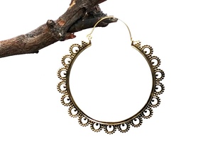 Gold Color Boho Bohemian Gypsy 30mm Big Hoop Tribal Ethnic Earrings - Product Image 4