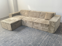 Canapé familial entièrement modulable et convertible, gain de place, en tissu peluche, avec coussin amovible sans bordure, canapé compressé sans structure, confortable pour l'école