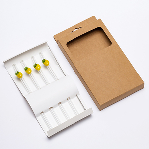 Ensemble de pailles en verre imprimées avec logo personnalisé, avec brosse de <span class=keywords><strong>nettoyage</strong></span>, pailles à boire en borosilicate colorées personnalisées, vente en gros, boîte cadeau - Product Image 1