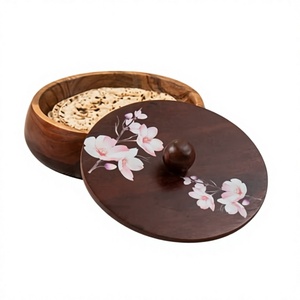 Handcrafted <b>Wooden</b> Eco-Friendly Durable Stackable Chapati Keeper Roti <b>Storage</b> <b>Box</b> with Flip Top Lid for Home Kitchen - Product Image 6