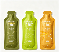 Pochettes d'emballage en forme de bouteille de haute qualité pour gel énergétique au miel, scellables à chaud, en plastique souple, pour la vente en gros