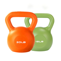 PINJIAN Kettlebell de compétition personnalisé avec logo, équipement de fitness à domicile, 5-30LB, kettlebell portable en PE coloré, en ciment