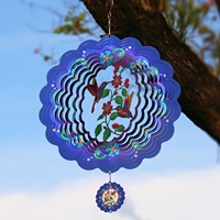 Tourniquet à vent dynamique réutilisable en métal 3D fait main, motif colibri Art Déco, écologique, pour jardin extérieur