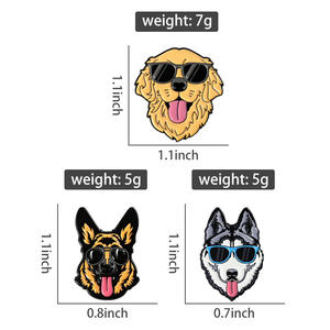 ゴールデンレトリバージャーマンシェパードハスキーエナメルピンクール犬サングラス付きブローチラペルバッジかわいいジュエリーギフト卸売 - Product Image 6