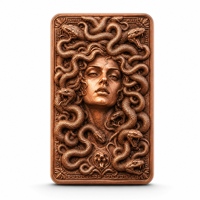 Barre commémorative de 1 oz en cuivre fin .999, série légende mythologique, avec relief 3D personnalisé, Medusa et Hades, pour cadeau de luxe