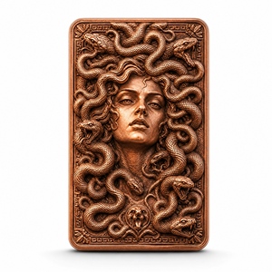 Barre commémorative de 1 oz en cuivre fin .999, série légende mythologique, avec relief 3D personnalisé, Medusa et Hades, pour cadeau de luxe - Product Image 3