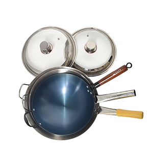 Wok en acier inoxydable de qualité commerciale, anti-rouille, écologique, à double poignée, grande poêle de cuisson compatible avec les cuisinières à gaz - Product Image 2