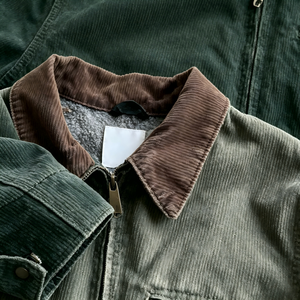 Veste de travail vintage pour <span class=keywords><strong>homme</strong></span> en toile délavée avec <span class=keywords><strong>col</strong></span> en velours côtelé, en coton épais, poches zippées, <span class=keywords><strong>manteau</strong></span> utilitaire robuste pour le travail - Product Image 3