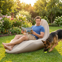 Fauteuil gonflable pour adultes, utilisation en extérieur, surface floquée en PVC épaissi, dossier, porte-gobelet, anti-fuite