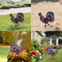 Statue de coq rustique, design créatif, décoration de jardin, patio, pelouse, cuisine, sculpture de poulet en fer pour la ferme, finition peinte