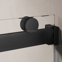 Porte de douche en verre sans cadre rectangulaire moderne, glissière en acier inoxydable brossé, rail tubulaire, verre trempé revêtu de 8 mm, salle de bain, hôtel